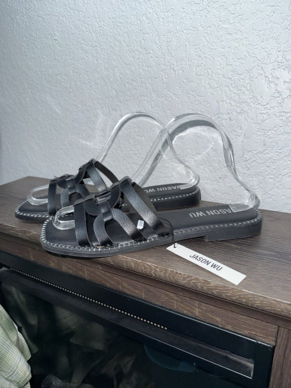 Jason Wu Black Silver Stud Slide Sandals Slip-On Leather Upper Women's 9 NEW - Picture 5 of 11
